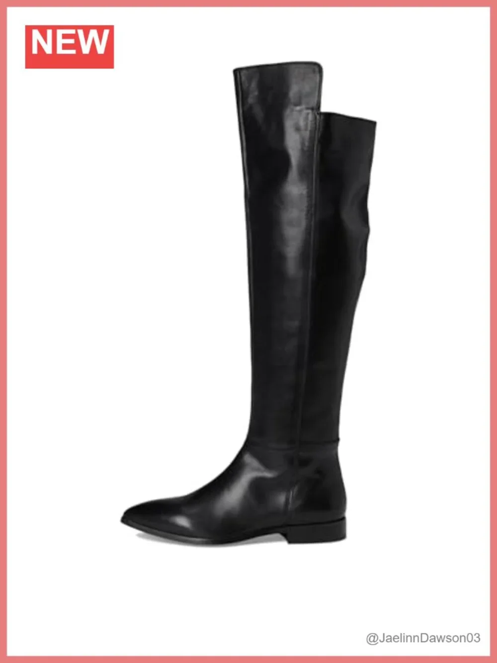 Pointed Toe Leather Over the Knee Boot with Elastic Gusset & Zip